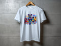 Light blue t-shirt with a colorful "AUSLAN" graphic featuring a koala and Australian flag elements.