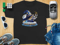 Black t-shirt with a wizard hat and robot hand design reading "Visual Magic".