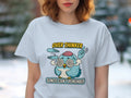 Light blue t-shirt graphic with a distressed cartoon owl saying "Over Thinker Since Can't Remember".